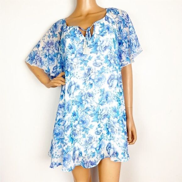Show Me Your Mumu blue & white floral TOP tunic blouse size SMALL - Picture 1 of 9